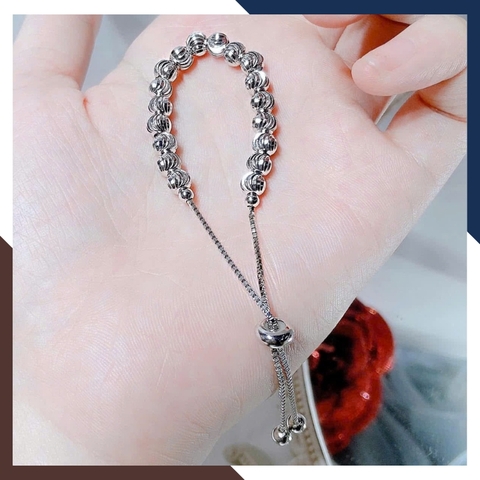 Lắc Tay Bi Bạc Nữ Xi Bạch Kim LTBN89 – Kiểu Dây Rút Tiện Lợi, Phong Cách Hiện Đại