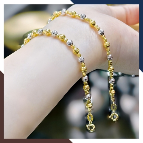 Lắc tay bi vàng tây 10k 2 màu cho nữ đẹp trọng lượng 1 chỉ mã TL124
