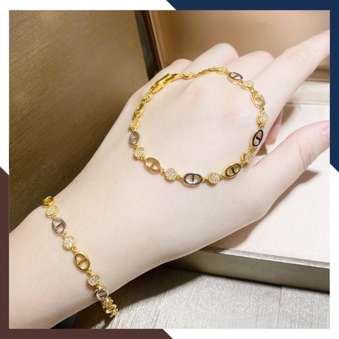 Lắc tay Dior vàng tây 10k cho mẹ, cho phụ nữ tuổi trung niên đẹp mã TL125