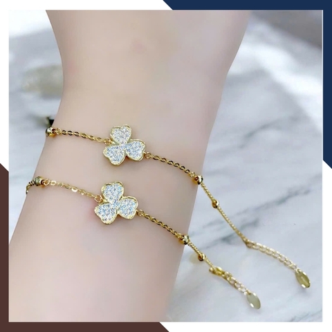 Lắc Tay Cỏ 3 Lá Vàng Ý 10k Cho Nữ May Mắn, Thanh Lịch LTVN158