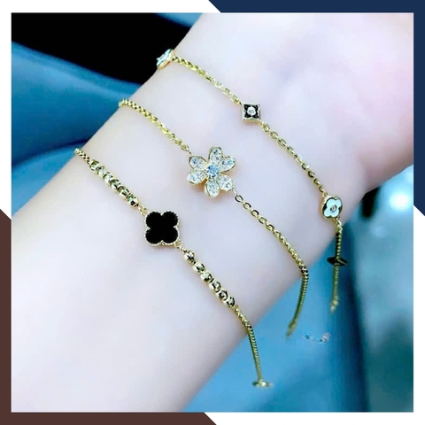 Lắc Tay Cỏ 3 Lá Vàng Ý 10k Cho Nữ May Mắn, Thanh Lịch LTVN158