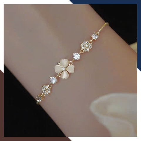 Lắc Tay Cỏ 4 Lá Bạc Nữ Kiểu Dây Rút LTBN36 – Thiết Kế Nữ Tính, Dễ Dàng Điều Chỉnh