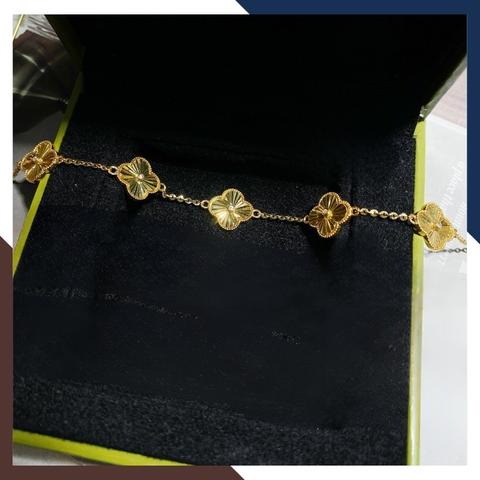 Lắc tay cỏ 4 lá vàng tây 10k kiểu phay sáng cho nữ đẹp mã 4979112