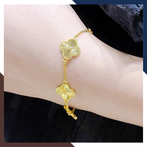 Lắc tay cỏ 4 lá vàng tây 10k kiểu phay sáng cho nữ đẹp mã 4979112