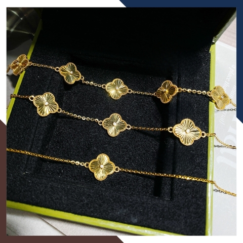 Lắc tay cỏ 4 lá vàng tây 10k kiểu phay sáng cho nữ đẹp mã 4979112