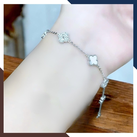 Lắc Tay Cỏ 4 Lá Vàng Trắng Ý 10k Nhiều Mẫu Cho Nữ May Mắn Mã LTVN109