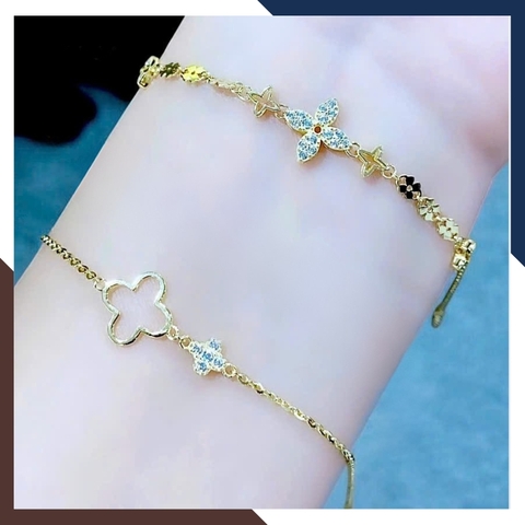 Lắc Tay Cỏ 4 Lá Vàng Ý 10k Nhiều Mẫu Cho Nữ Mã LTVN116