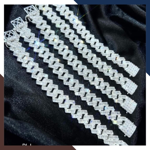 Lắc tay cuban bạc cho nam bản to 13mm đính đá gate đẹp mã AC1550