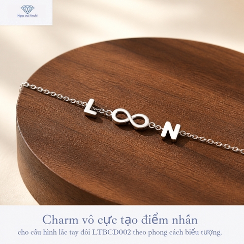 Lắc Tay Đôi Bạc 925 Khắc Tên Theo Yêu Cầu LTBCD003
