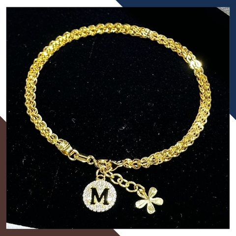 Lắc tay đuôi phụng vàng tây 10k mix charm chữ cái cho nữ đẹp mã TL90