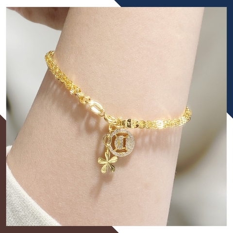 Lắc tay đuôi phụng vàng tây 10k mix charm chữ cái cho nữ đẹp mã TL90