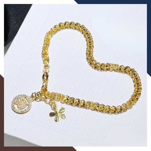 Lắc tay đuôi phụng vàng tây 10k mix charm chữ cái cho nữ đẹp mã TL90