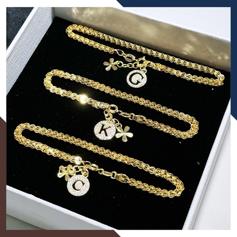 Lắc tay đuôi phụng vàng tây 10k mix charm chữ cái cho nữ đẹp mã TL90