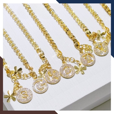 Lắc tay đuôi phụng vàng tây 10k mix charm chữ cái cho nữ đẹp mã TL90