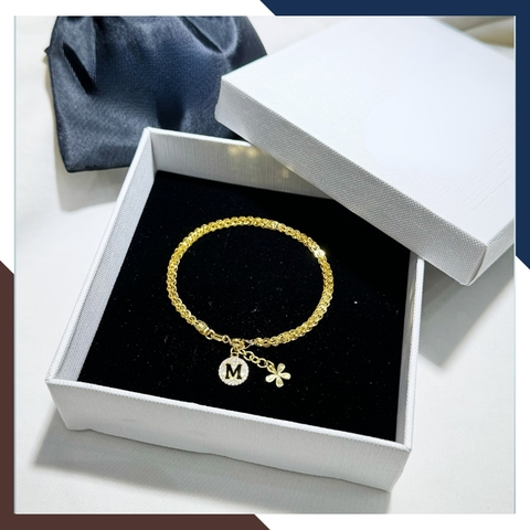 Lắc tay đuôi phụng vàng tây 10k mix charm chữ cái cho nữ đẹp mã TL90