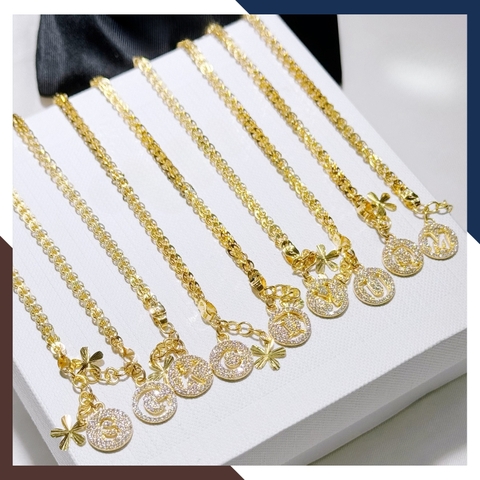 Lắc tay đuôi phụng vàng tây 10k mix charm chữ cái cho nữ đẹp mã TL90
