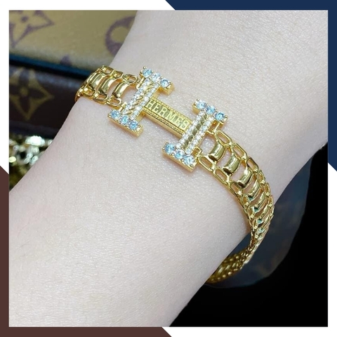 Lắc tay hermes vàng tây 10k cho cặp đôi nam nữ mã 173N258