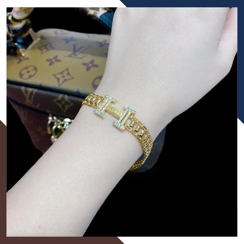 Lắc tay hermes vàng tây 10k cho cặp đôi nam nữ mã 173N258