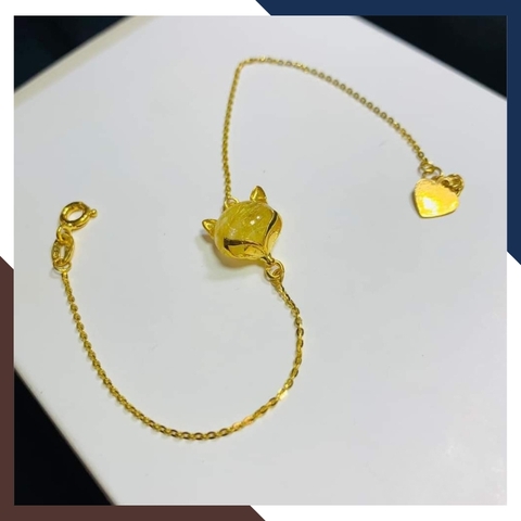 Lắc Tay Hồ Ly Vàng 10K Đính Đá Tự Nhiên Đủ Mệnh Cho Nữ LTVN261– Mang Lại Bình An & Tình Duyên