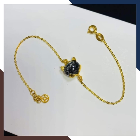 Lắc Tay Hồ Ly Vàng 10K Đính Đá Tự Nhiên Đủ Mệnh Cho Nữ LTVN261– Mang Lại Bình An & Tình Duyên