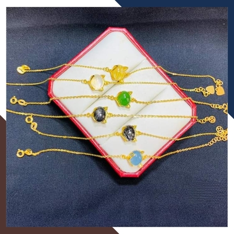 Lắc Tay Hồ Ly Vàng 10K Đính Đá Tự Nhiên Đủ Mệnh Cho Nữ LTVN261– Mang Lại Bình An & Tình Duyên