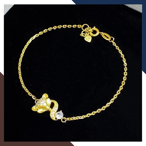 Lắc tay hồ ly vàng 10k LTVN257 – mẫu mắt đỏ & mẫu đá trắng, thu hút tài lộc cho nữ