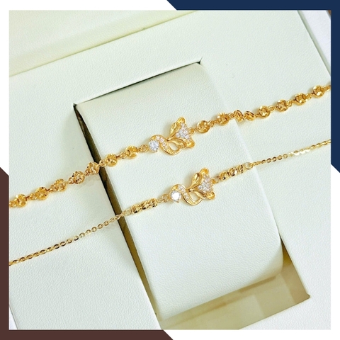 Lắc tay hồ ly vàng 10k LTVN257 – mẫu mắt đỏ & mẫu đá trắng, thu hút tài lộc cho nữ