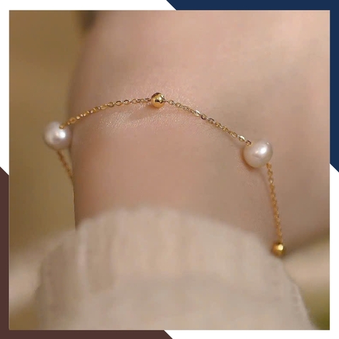 Lắc Tay Ngọc Trai Bạc 925 Xi Vàng VTNT55 – Nhẹ Nhàng, Tinh Tế Nhưng Đầy Quyến Rũ