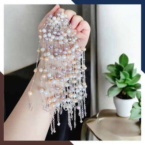 Lắc Tay Ngọc Trai Bạc 925 Xi Vàng VTNT55 – Nhẹ Nhàng, Tinh Tế Nhưng Đầy Quyến Rũ