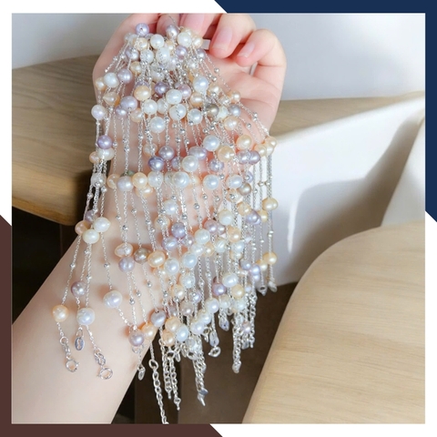 Lắc Tay Ngọc Trai Bạc 925 Xi Vàng VTNT55 – Nhẹ Nhàng, Tinh Tế Nhưng Đầy Quyến Rũ