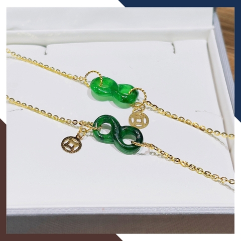 Lắc Tay Như Ý Nguyện Đá Tự Nhiên Phối Dây Vàng Tây 10K Mã LTVN90