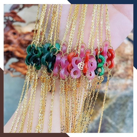 Lắc Tay Như Ý Nguyện Đá Tự Nhiên Phối Dây Vàng Tây 10K Mã LTVN90