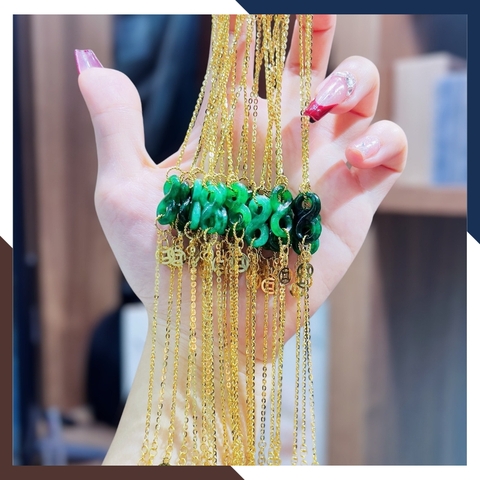 Lắc Tay Như Ý Nguyện Đá Tự Nhiên Phối Dây Vàng Tây 10K Mã LTVN90