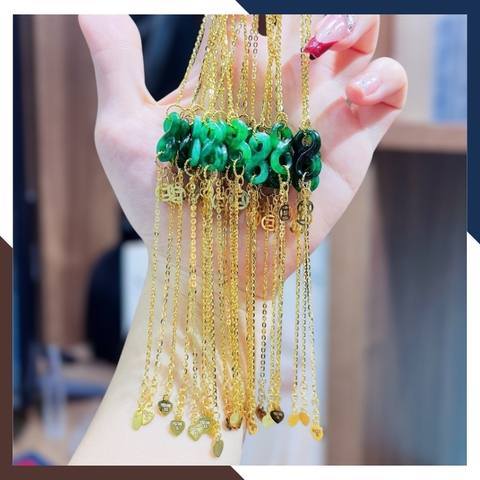 Lắc Tay Như Ý Nguyện Đá Tự Nhiên Phối Dây Vàng Tây 10K Mã LTVN90