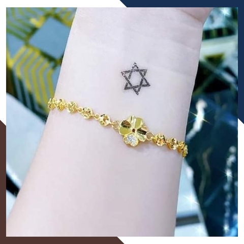 Lắc Tay Vàng Nữ Kim Tiền 10K Phối Charm Cỏ 4 Lá / Hồ Ly / Trái Tim LTVN250 – Sang Trọng, May Mắn, Thu Hút Tài Lộc