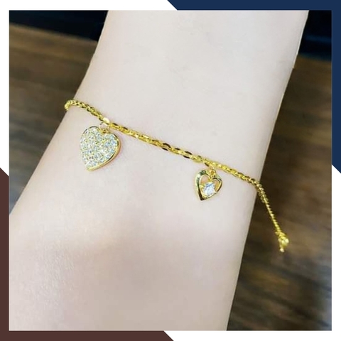Lắc Tay Vàng 10K Nữ Đẹp LTVN306 – Mẫu Trái Tim/Gấu/Cỏ 4 Lá – Dễ Phối Đồ, Thích Hợp Mọi Dịp