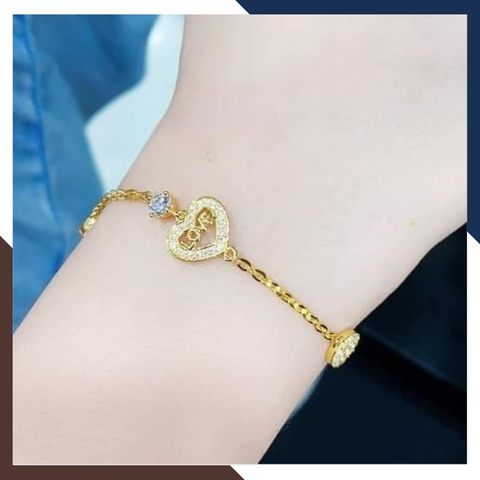 Lắc Tay Vàng 10K Nữ Đẹp LTVN306 – Mẫu Trái Tim/Gấu/Cỏ 4 Lá – Dễ Phối Đồ, Thích Hợp Mọi Dịp