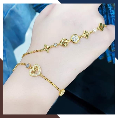 Lắc Tay Vàng 10K Nữ Đẹp LTVN306 – Mẫu Trái Tim/Gấu/Cỏ 4 Lá – Dễ Phối Đồ, Thích Hợp Mọi Dịp