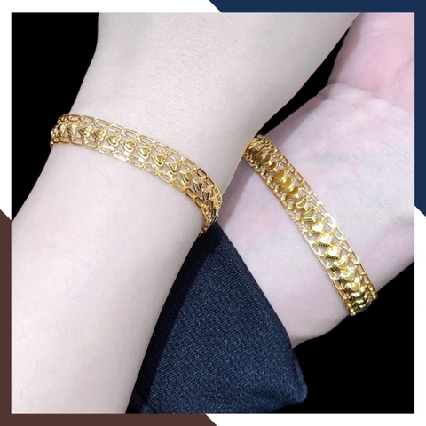 Lắc tay vàng cặp đôi, lắc tay cặp đôi nam nữ hình trái tim bằng vàng tây 10k mã 108N146