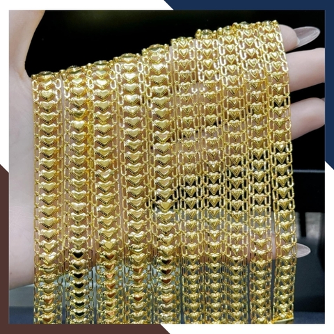 Lắc tay vàng cặp đôi, lắc tay cặp đôi nam nữ hình trái tim bằng vàng tây 10k mã 108N146