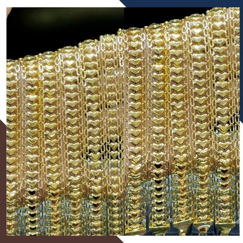 Lắc tay vàng cặp đôi, lắc tay cặp đôi nam nữ hình trái tim bằng vàng tây 10k mã 108N146