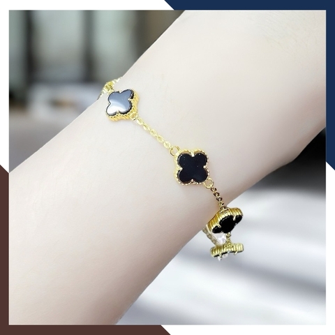 Lắc Tay Vàng Cỏ 4 Lá Đen, Đỏ, Trắng, Xanh, Hồng Cho Nữ LTVN166 | Vàng Tây 10k