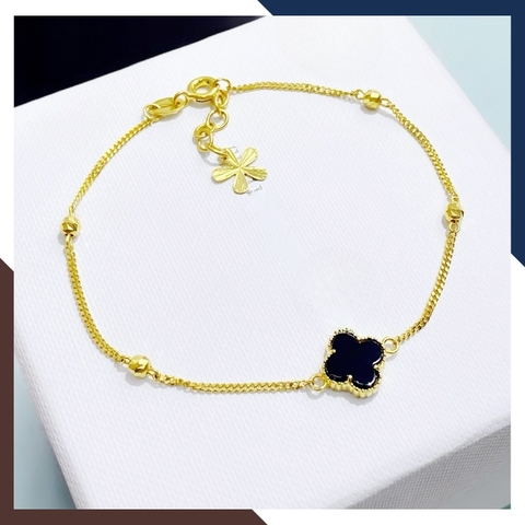 Lắc Tay Vàng Cỏ 4 Lá Đen, Đỏ, Trắng, Xanh, Hồng Cho Nữ LTVN166 | Vàng Tây 10k