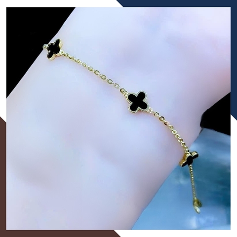 Lắc Tay Vàng Cỏ 4 Lá Đen Nhiều Mẫu Cho Nữ Mệnh Thuỷ, Mộc LTVN132 | Vàng Ý 10k