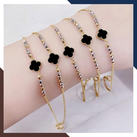 Lắc Tay Vàng Cỏ 4 Lá Đen Nhiều Mẫu Cho Nữ Mệnh Thuỷ, Mộc LTVN132 | Vàng Ý 10k