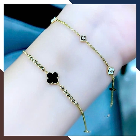 Lắc Tay Vàng Cỏ 4 Lá Đen Nhiều Mẫu Cho Nữ Mệnh Thuỷ, Mộc LTVN132 | Vàng Ý 10k