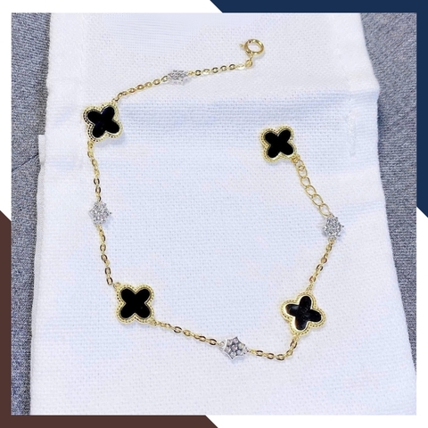 Lắc Tay Vàng Cỏ 4 Lá Đen Nhiều Mẫu Cho Nữ Mệnh Thuỷ, Mộc LTVN132 | Vàng Ý 10k