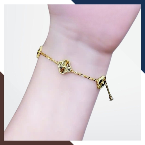 Lắc Tay Vàng Cỏ 4 Lá Đính Đá CZ Cho Nữ LTVN169 | Vàng Tây 10k