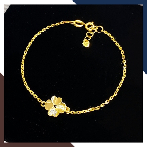 Lắc Tay Vàng Cỏ 4 Lá Đính Đá CZ Cho Nữ LTVN169 | Vàng Tây 10k