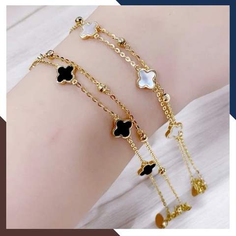 Lắc Tay Vàng Cỏ 4 Lá Nhiều Mẫu Cho Nữ May Mắn Mã LTVN113 | Vàng Ý 10k